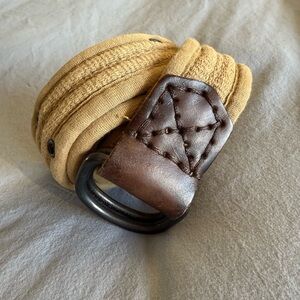 Canvas & Leather D-Ring Belt – Tan Woven Utility Style (Unbranded Abercrombie)